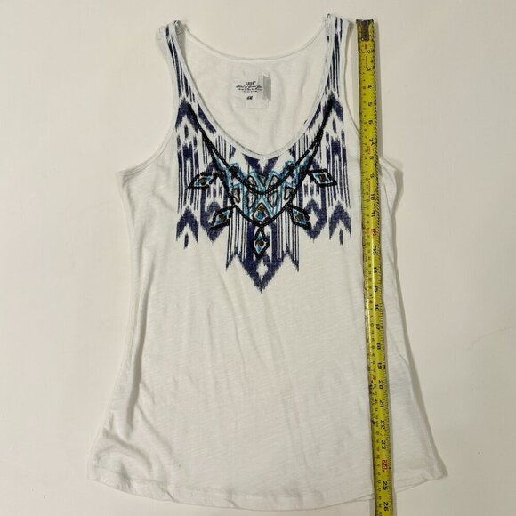 H & M - Ethnic Beaded Sleeveless Tank Top in White and Blue - Picture 6 of 8
